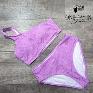 Pfreesea One Shoulder Smocked Bikini Swimsuit Size S